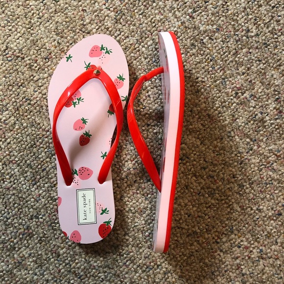 More 🔜 🎉 HP 🎉 🆕 Kate Spade ♠️ Fiji Flip Flops Wild Strawberry - Picture 6 of 14